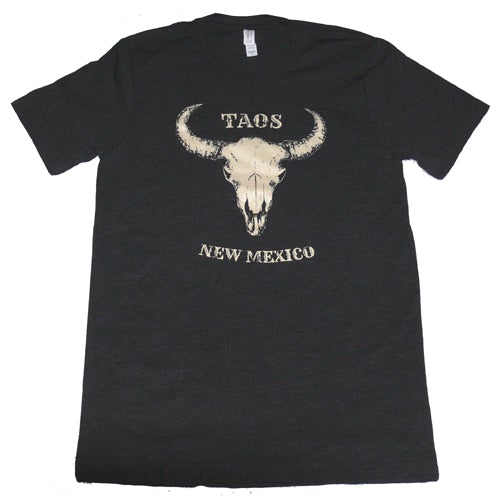 Buffalo Skull Taos Tee Charcoal-#1 Ranked New Mexico Salsa &amp; Chile Powder | Made in New Mexico