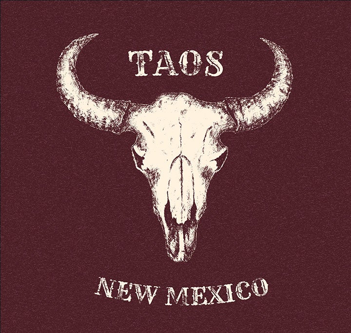 Buffalo Skull Taos Tee Maroon-#1 Ranked New Mexico Salsa &amp; Chile Powder | Made in New Mexico