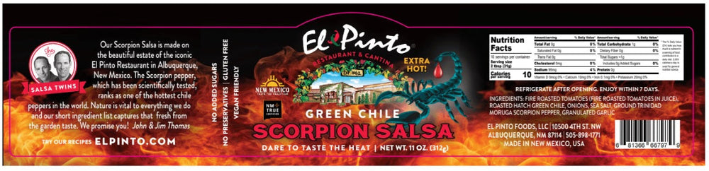 El Pinto Green Chile Scorpion Salsa-#1 Ranked New Mexico Salsa &amp; Chile Powder | Made in New Mexico