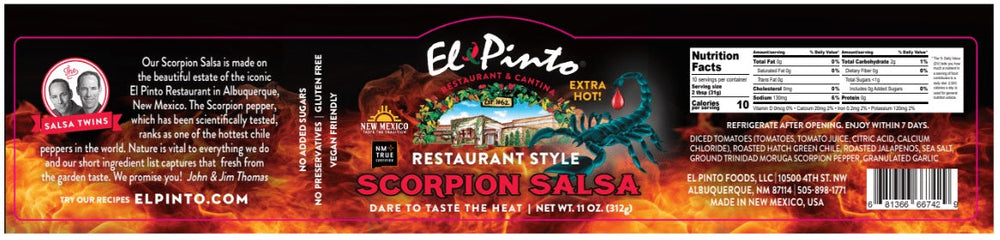 El Pinto Restaurant Style Scorpion Salsa-#1 Ranked New Mexico Salsa &amp; Chile Powder | Made in New Mexico