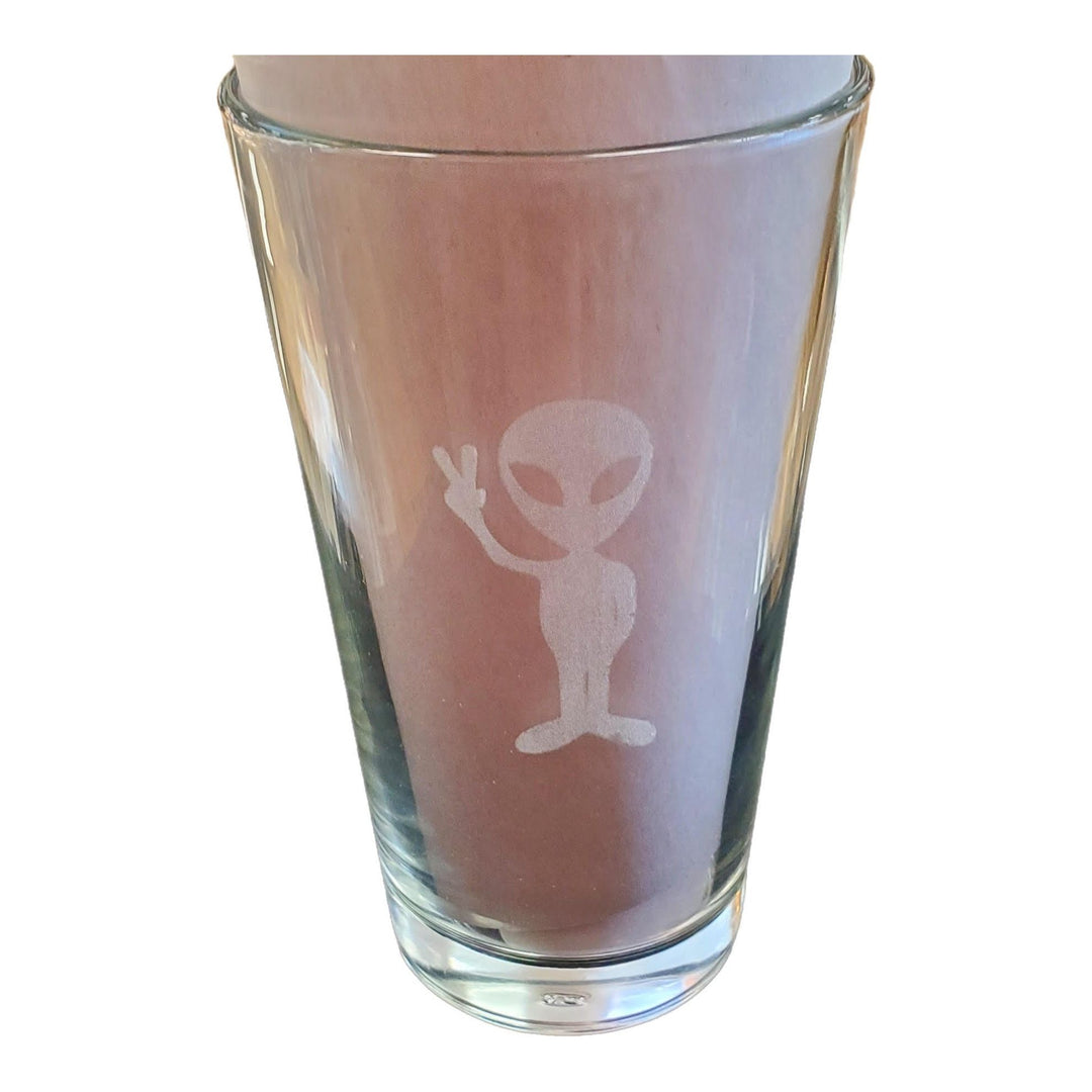 Etched Alien Pint Glass