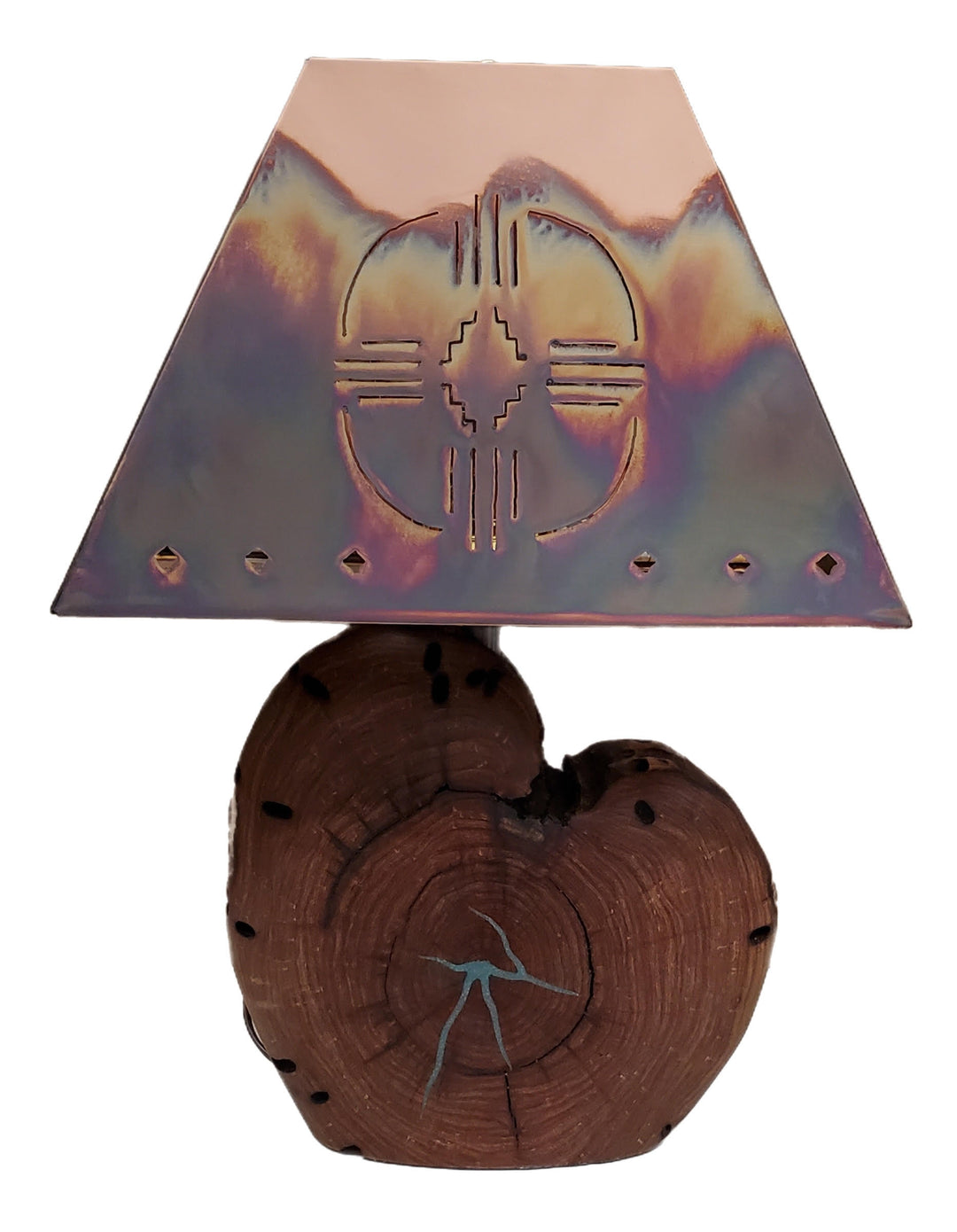 Turquoise Inlaid Mesquite Lamps Zia: Small