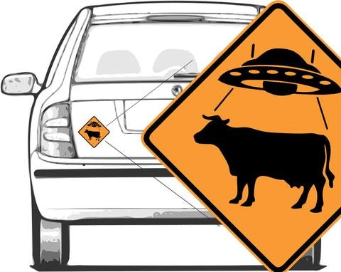 UFO Cow Crossing Sticker-#1 Ranked New Mexico Salsa &amp; Chile Powder | Made in New Mexico