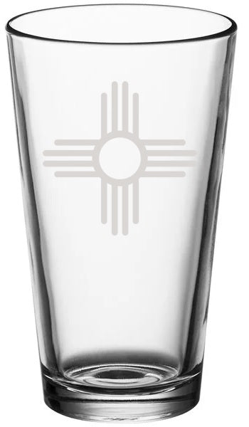 Zia Etched Pint Glass-#1 Ranked New Mexico Salsa &amp; Chile Powder | Made in New Mexico