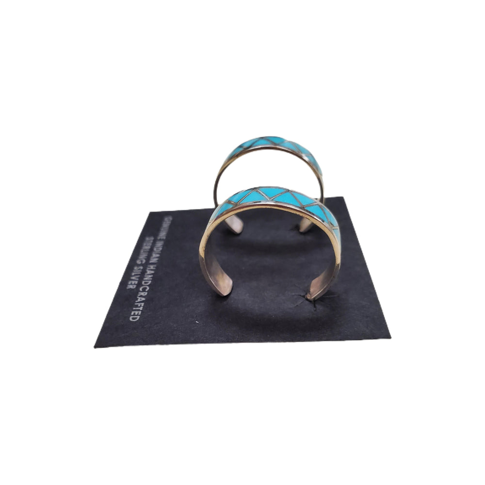Zuni Turquoise 3/4 hoop silver and turquoise inlay-#1 Ranked New Mexico Salsa &amp; Chile Powder | Made in New Mexico